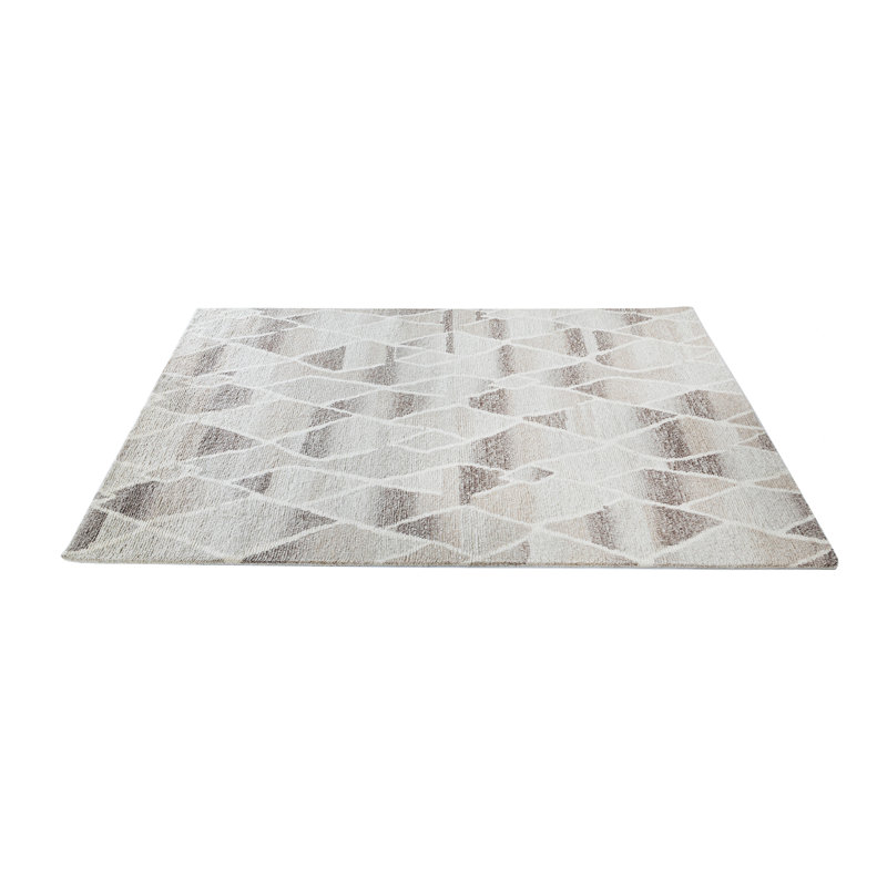 Wool Abstract Area Rug in Gray/White/Brown, Rectangle 10' x 14'