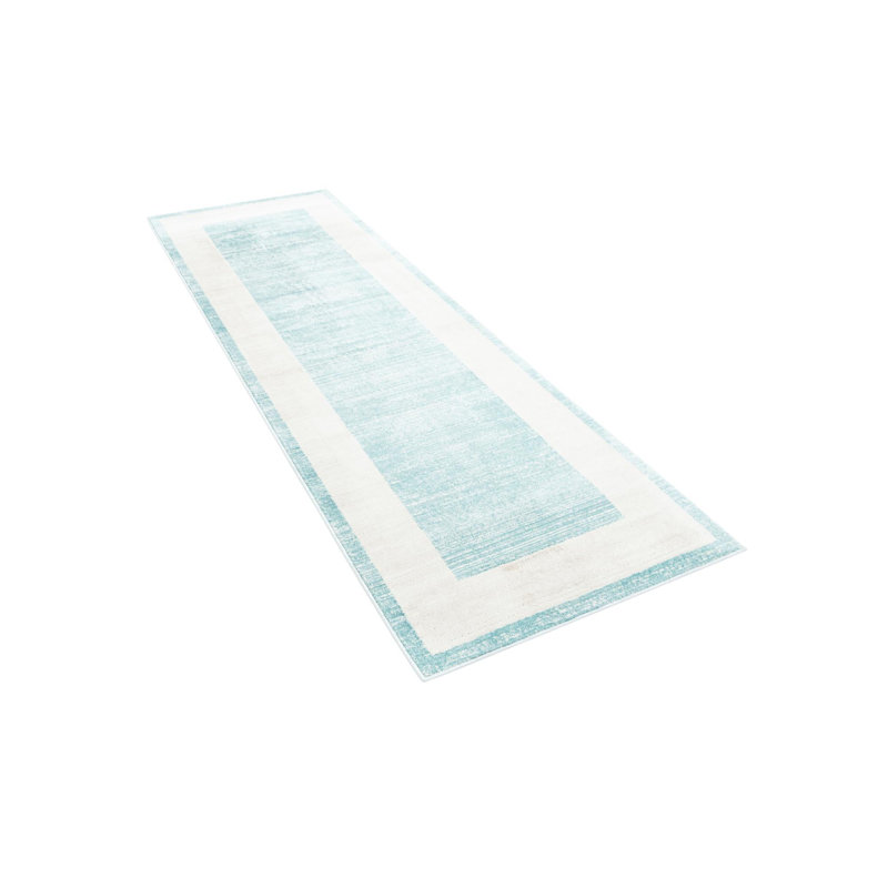 Tapis traditionnel turquoise Adelgunde, Tapis de couloir 2 pi 7 po x 8 pi