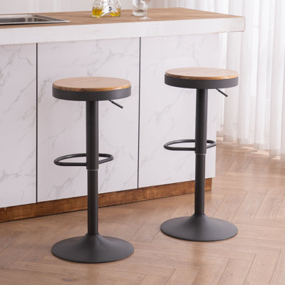 Tabouret de bar pivotant en bois massif l 15,2 po Jaina 