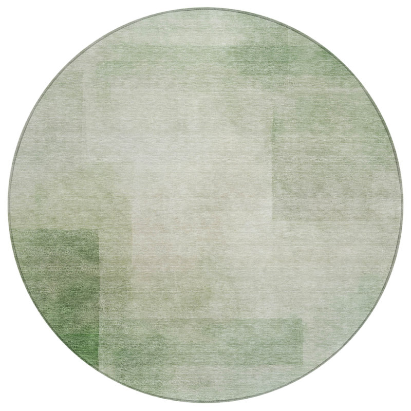 Machine Washable Indoor/Outdoor Christain ACN1243 Aloe Rug, Round 8'