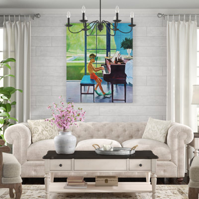 « piscine piano practice », reproduction d’art sur toile tendue