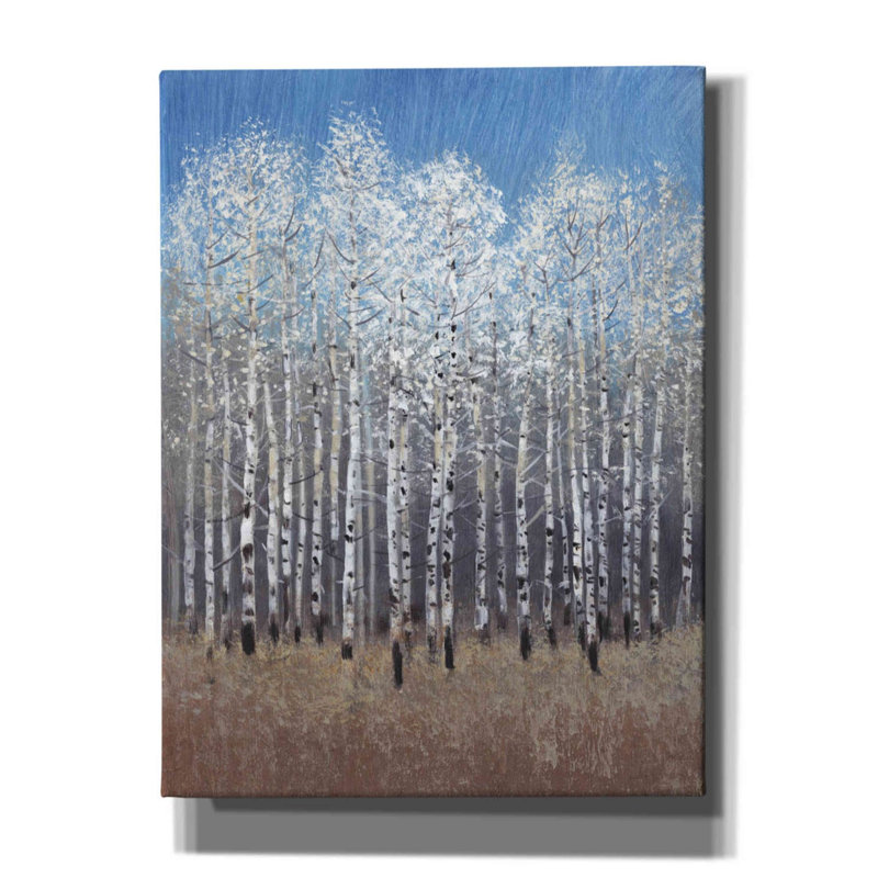 «Cobalt Birches I» par Tim O'toole, art mural sur toile, H 16 po x l 12 po x P 0,75 po