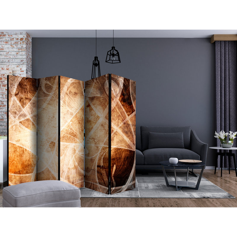 Godbee 225cm W x 172cm H 5 - Panel Solid Wood Folding Room Divider