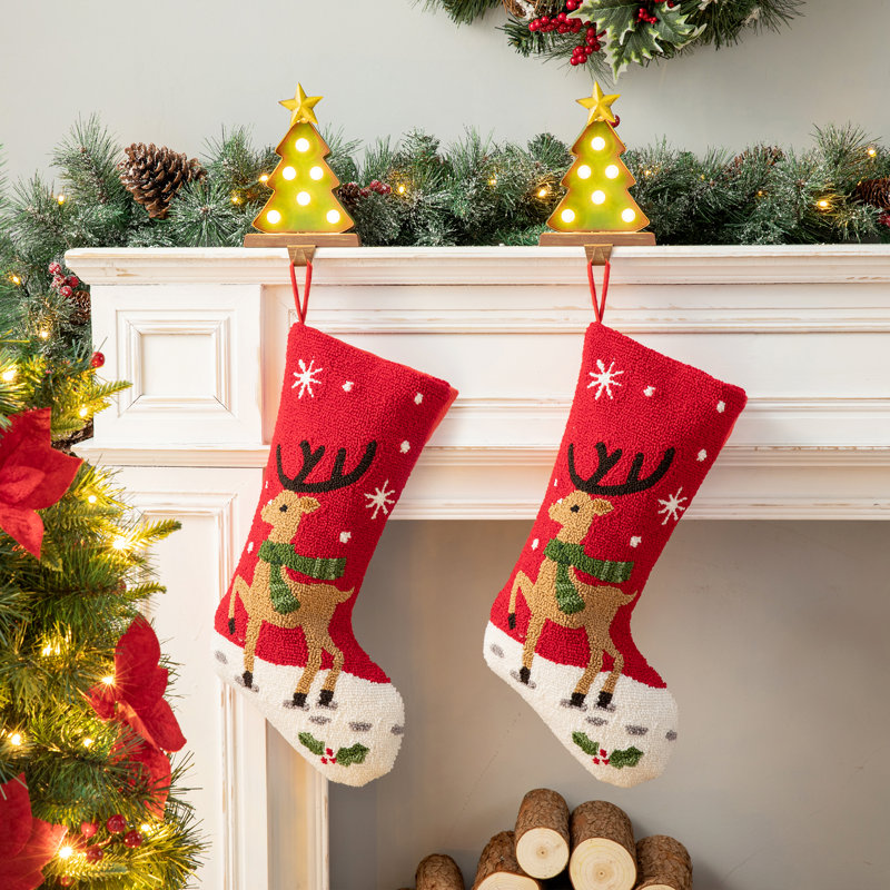 19.00"L Hooked Stocking, Reindeer