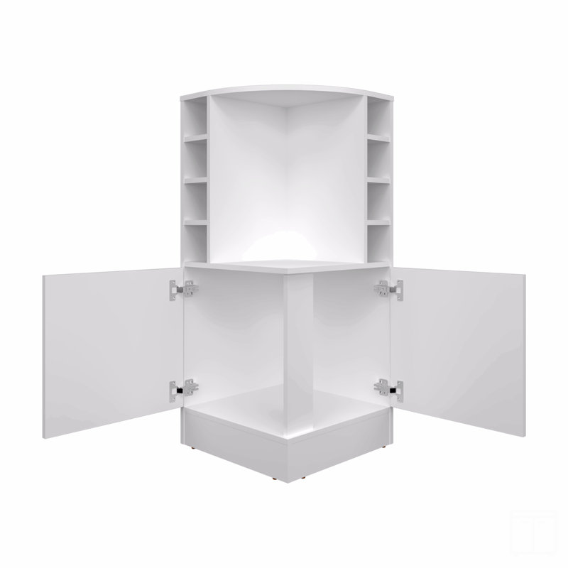 Bar, 2 portes, 8 compartiments pour bouteilles de vin, H 42,6 po x l 18,3 po x P 18,5 po, White