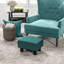 Repose-pieds de salon, tissu en lin et structure de pieds en plastique