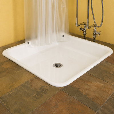 The Panorama 42-Inch Cast Iron Square Shower Pan with Tub Legs