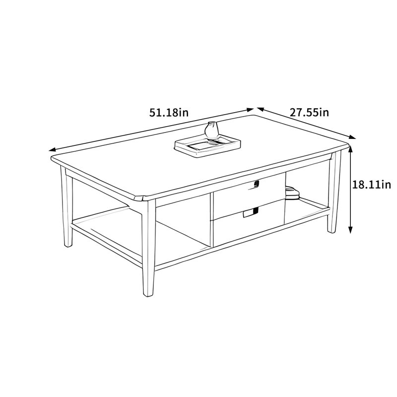 Solid Wood Coffee Table with Storage