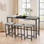 Ensemble de table de salle à manger rectangulaire en panneau de fibres à densité moyenne avec 3 tabourets suspendus peu encombrants, gris et noir mat, L 60,24 po x l 15,75 po x H 35,43 po
