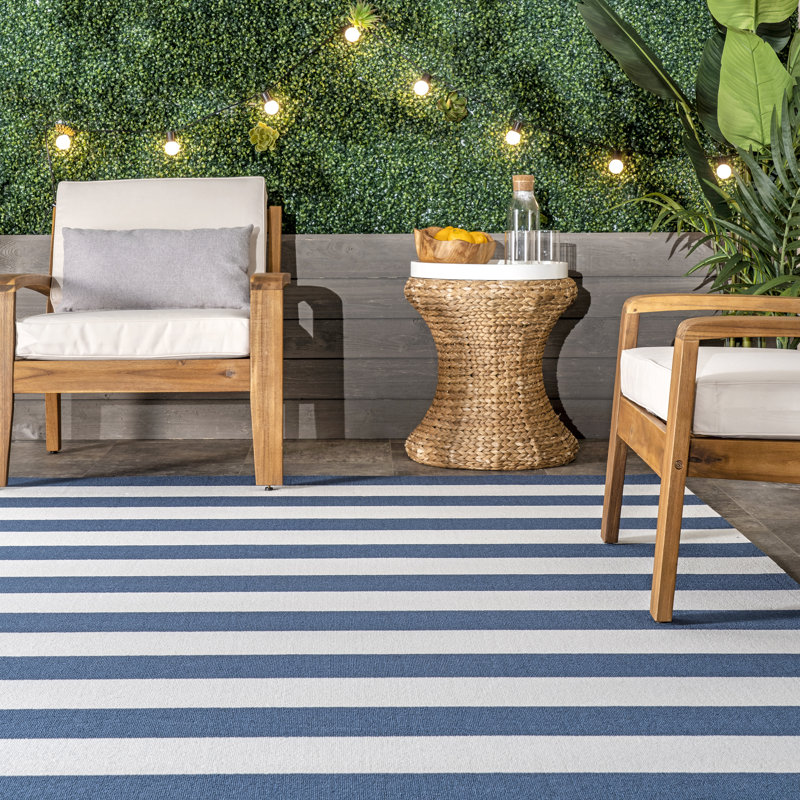 Tapis de couloir intérieur / extérieur à rayures Treasa, Rectangle 5 pi x 8 pi