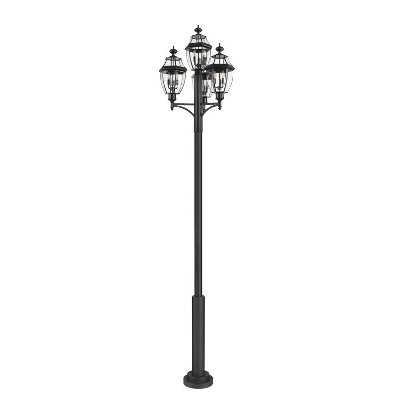 Westover 3 Light Outdoor Post Mount Fixture in Black, 138.25" H x 33.25" W x 33.25" D