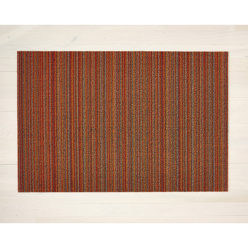 Striped Indoor / Outdoor Doormat, 0.6cm H x 91cm W x 152cm L, Orange