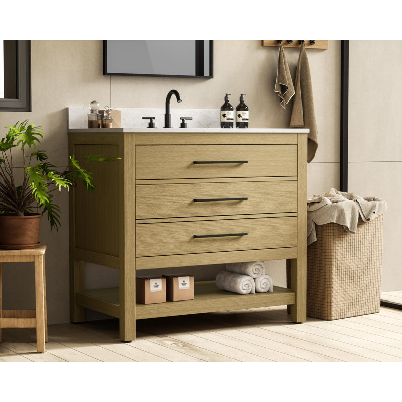 Meuble-lavabo simple 36 po_Moderne_VF60536-BS, Brun miel