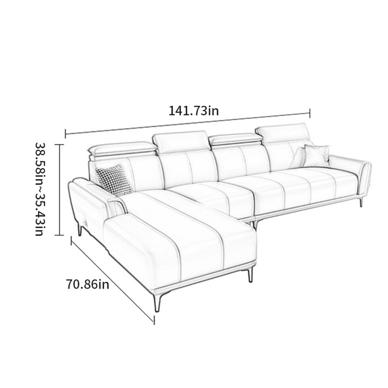 Simple and light luxury American-style sofa, 38.58" H x 141.73" W x 70.86" D