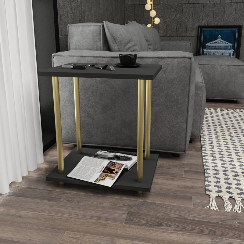End Table, Anthracite, Gold