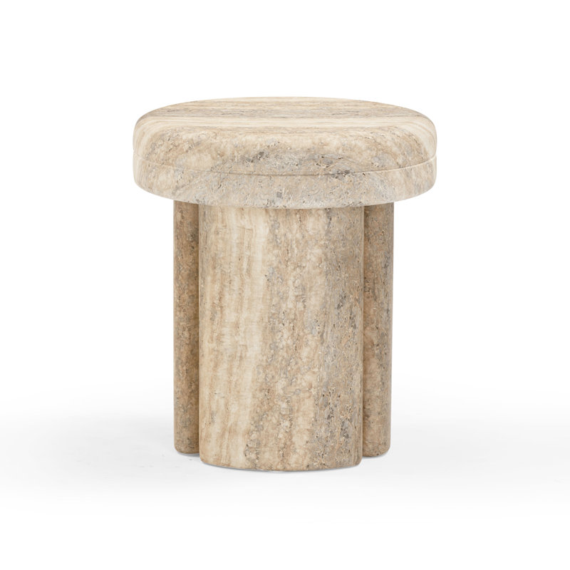 Sheila Textured Concrete Side Table, Travertine, Travertine