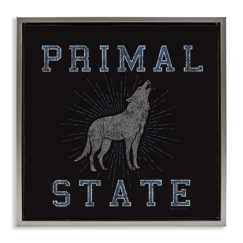 Art mural sur toile Primal Wolf State par Spirit Animals / Life Is High, Cadre flottant gris lustré, H 25 po x l 25 po