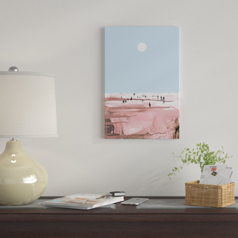 Reproduction d’art graphique rose Beach, H 26 po x l 18 po x P 1,5 po, Toile tendue