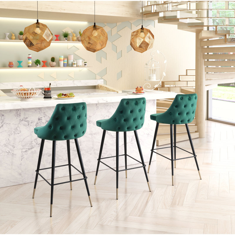 Tabouret de comptoir Mayarose - vert, Gris, Tabouret de bar (siège d'une hauteur de 29,5 po)