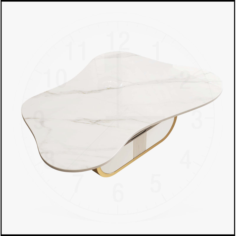 Table basse moderne avec plateau en pierre frittée Modern Butterfly, Doré