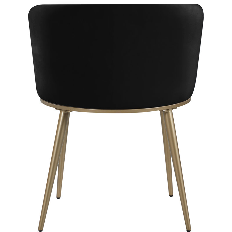 Skylar Velvet Dining Chair, Black Velvet, Brushed Gold