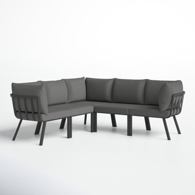 Modway Riverside 5 Piece Outdoor Patio Aluminum Sectional