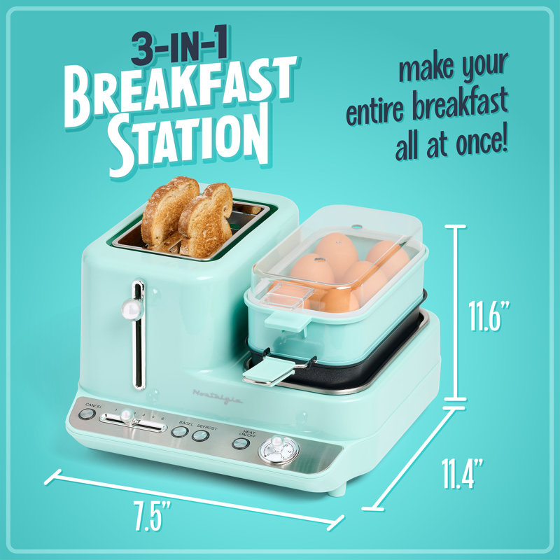 Nostalgia Retro 3-in-1 Breakfast Station, Aqua