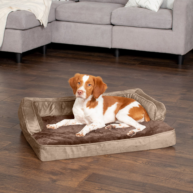 Medium Almondine Velvet Orthopedic Pet Sofa Bed