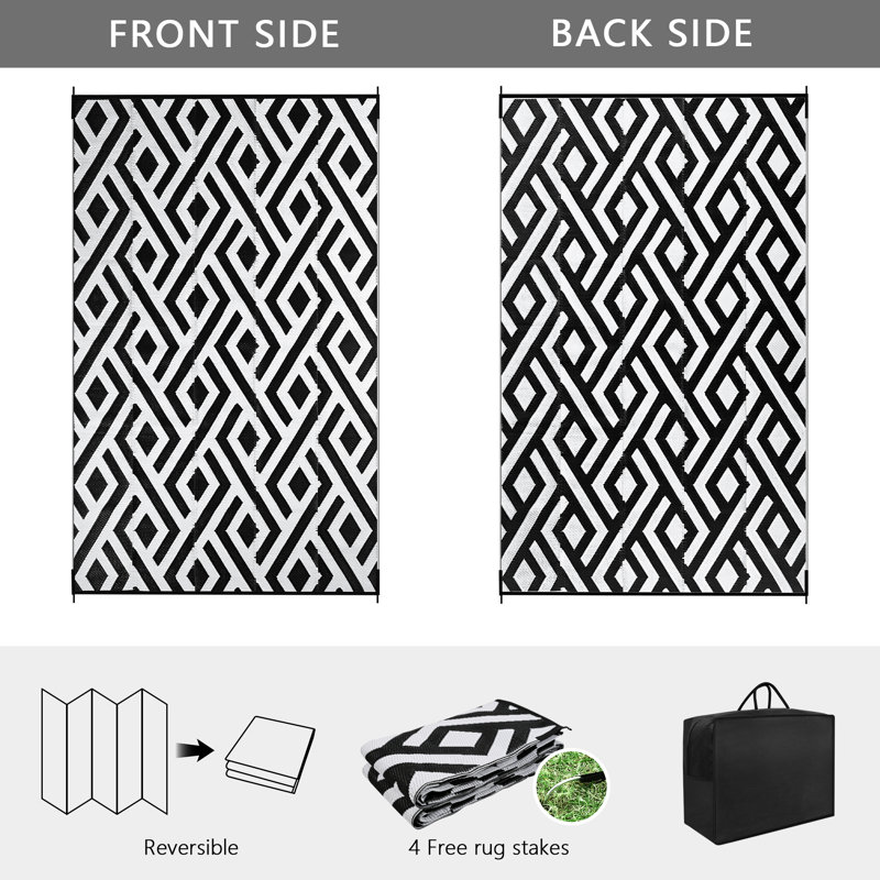 Adli Washable Damask Indoor / Outdoor Rug, Rectangle 6' x 9'