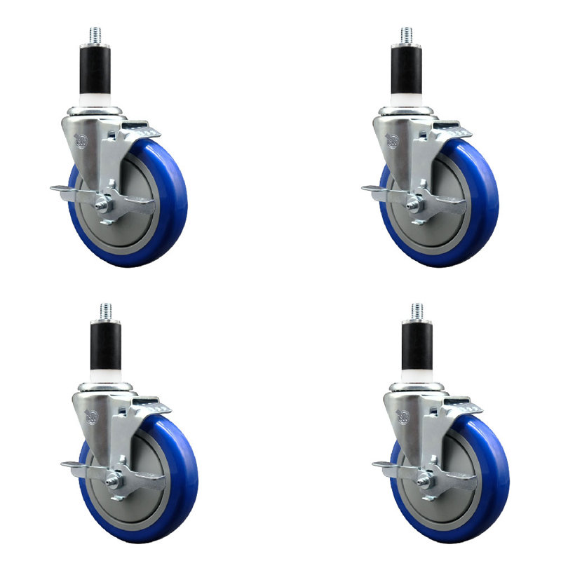 Ensemble de roulettes extensibles en poly pivotant de 1 3/8 po avec frein SCC