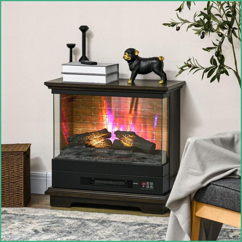 Foyer électrique 26 po avec télécommande, minuterie 12H | Brun | Métal