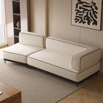 Canapé modulaire moderne en forme de L, canapé 2 pièces en tissu avec méridienne Boucle