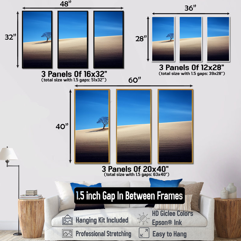 «Desert Tree Resistance Secret», ensemble d'art sur toile, Cadre flottant noir, H 28 po x l 36 po x P 1 po