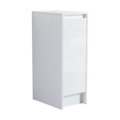 12" Freestanding Bathroom Storage Cabinet, Soft Close Doors, Glossy White,(KD-Packing)