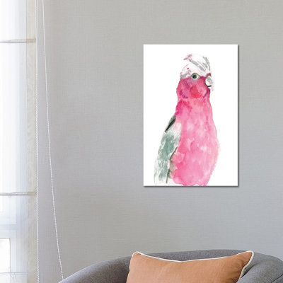 Fuschia Feathers 1 Piece Wrapped Canvas Painting