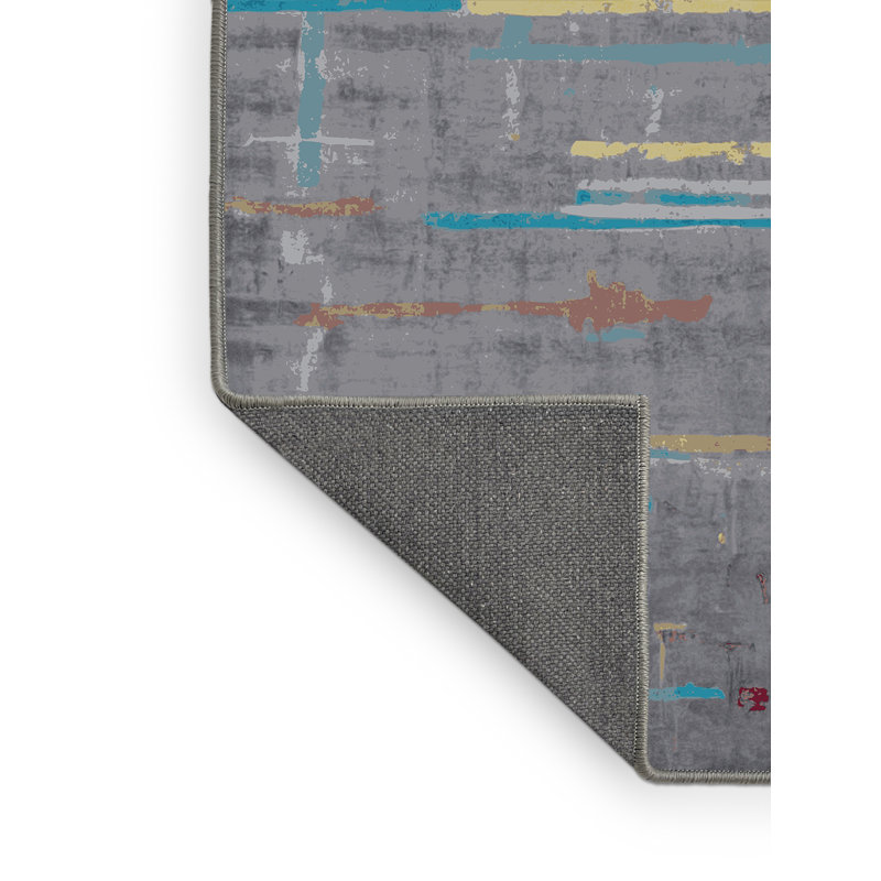 Tapis gris soyeux et moelleux, Carré 6 pi