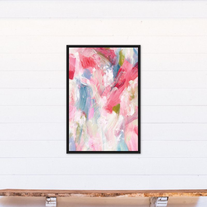 Bright Bold Blotches Floating Framed Canvas, 37.75" H x 25.75" W x 1.75" D, Black Floater Framed