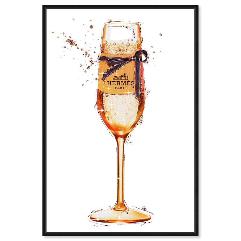 Art mural Classy Toast Drinks and Spirits par Art Remedy, Cadre noir, H 16 po x l 11 po