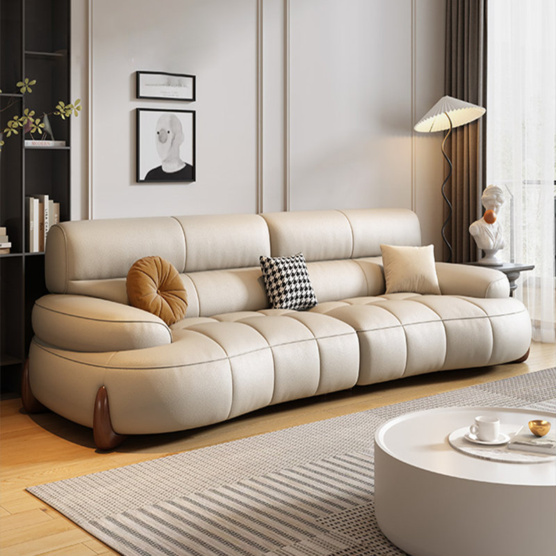 Canapé modulaire en cuir véritable kaki