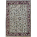 Hand-Knotted High-Quality Ivory and Red Area Rug