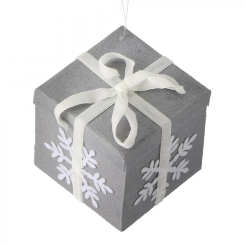 Snowflake Pattern Gift Package Ornament, Gray