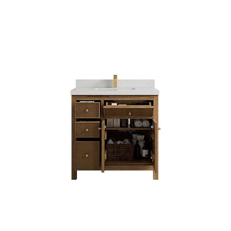 Ensemble de meuble-lavabo simple 36 po, Quartz de Carrare