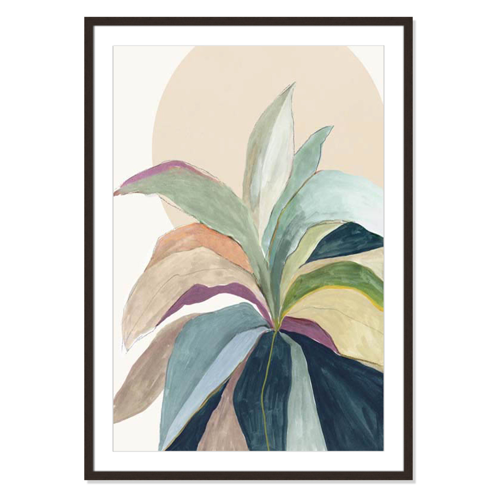 Sherbrooke Sunny Bright Leaves II by Asia Jensen Print, Yes, Walnut Single Picture Frame, 41.5" H x 29.5" W x 1.25" D