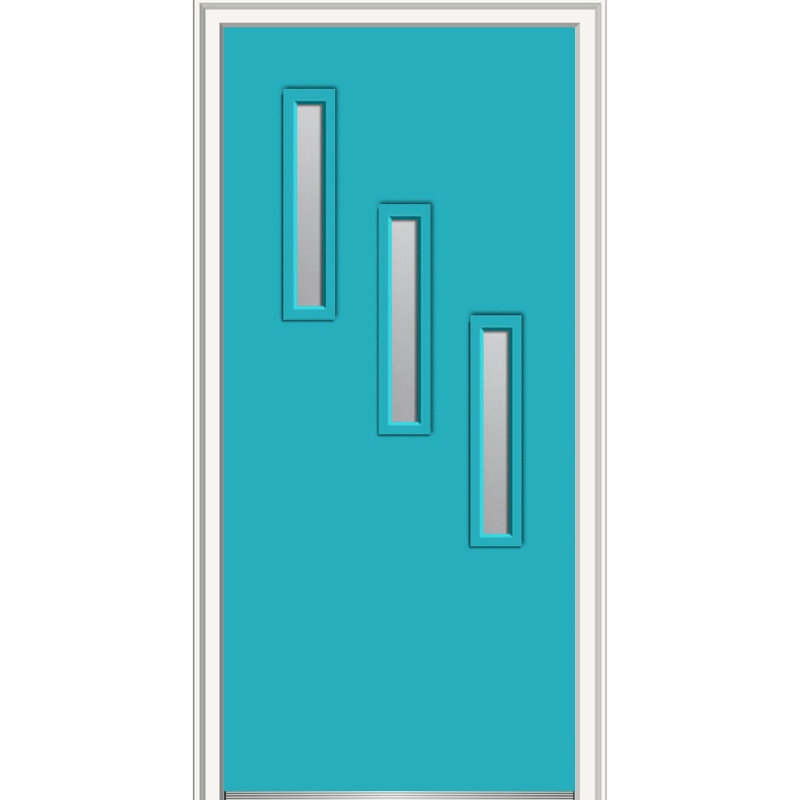 Porte d’entrée pré-raccrochée en acier Spotlight, H 80 po x l 30 po x P 1,75 po, S'ouvre à gauche vers l'intérieur, Noir