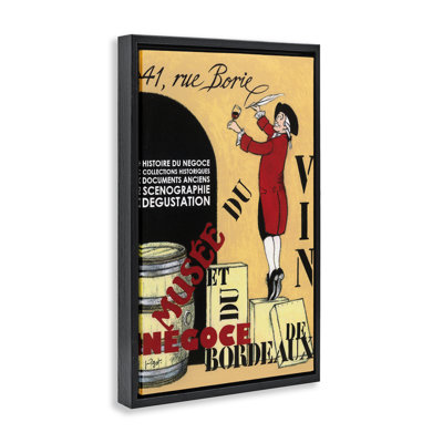 Vintage Wine Tasting Advertisement Brown Framed Floater Canvas Wall Art, design by Jean-Pierre Got