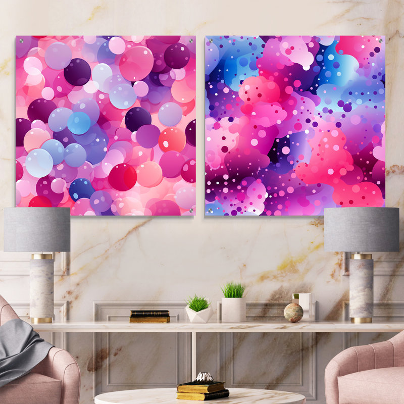 Dahna - Ensemble de 2 peintures murales abstraites en acrylique, H 16 po x l 33 po