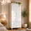 Armoire moderne avec 2 portes et 3 tiroirs de rangement, organisateur de garde-robe de chambre à coucher avec tringle et tablettes pour le rangement des vêtements, les petits espaces et les appartements