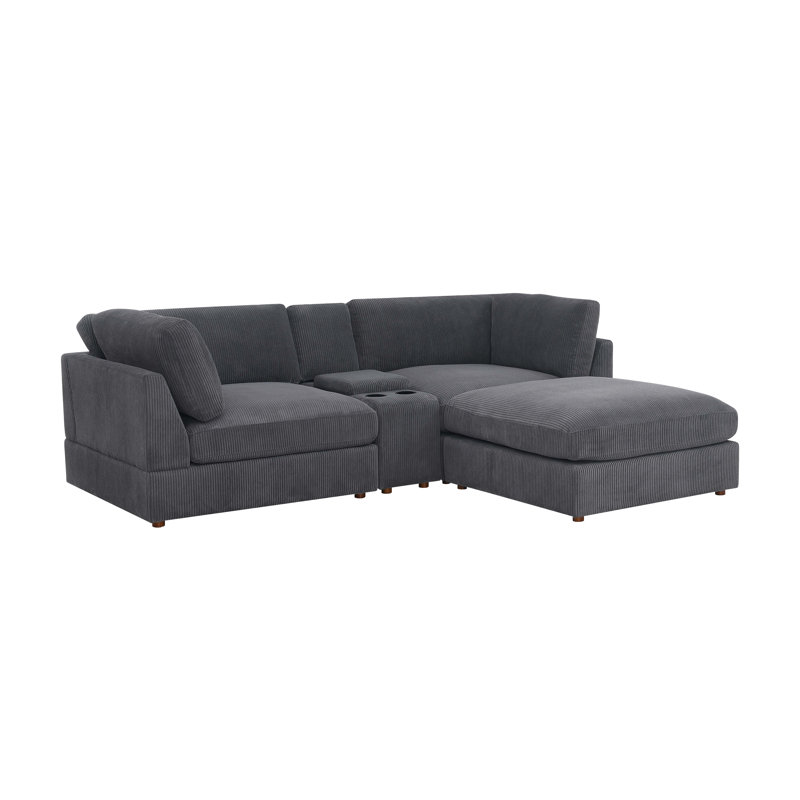 Astrakane Modular Corduroy Sectional, Dark Gray