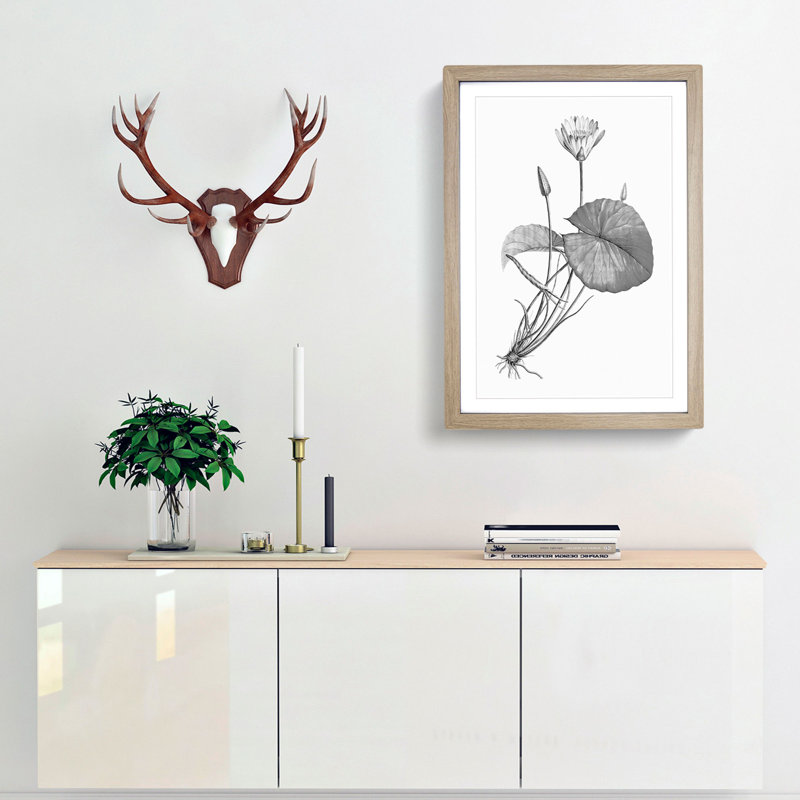 Egyptian Lotus Flower - Picture Frame Painting Print, 87cm H x 62cm W x 2cm D, Oak Framed