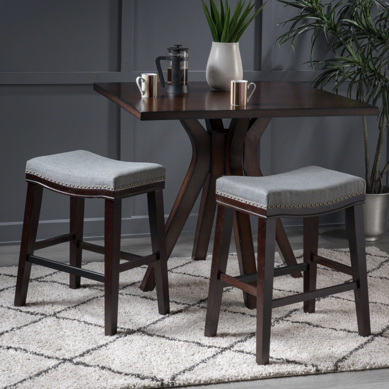 Nobhill Upholstered Counter Stool with Solid Wood Frame, Beige, Counter Stool (26.15” Seat Height)